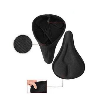 Imagem de Capa Banco Gel Selim Preto Almofada Forro Bike Ajustavél - Coisaria
