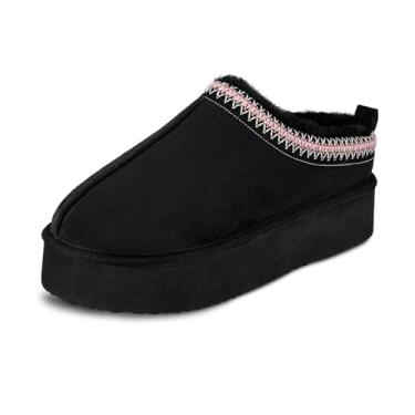 Imagem de Jessica Simpson Chinelo feminino com plataforma de microcamurça, preto, médio