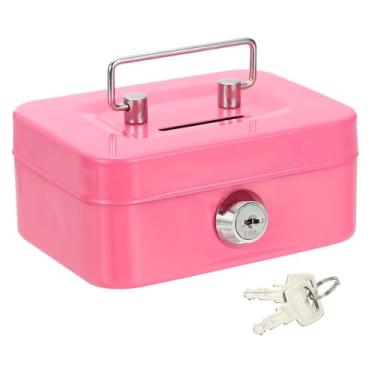 Imagem de PATIKIL SAFECaixa de dinheiro pequena, mini cofre cofre cofrinho cofrinho caixas de economia de dinheiro com chaves para relógios de dinheiro joias itens pessoais, rosa