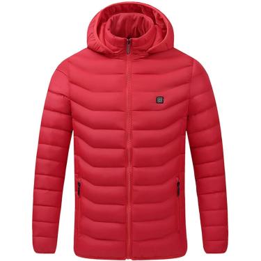 Imagem de Jaquetas aquecidas para homens com capuz Jaqueta aquecida Jaquetas de aquecimento USB Roupas de algodão com aquecimento inteligente Terno de pesca Inverno para andar de bicicleta, motociclet