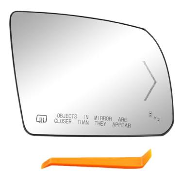 Imagem de Espelho aquecido, compatível com Toyota Sequoia 07-20 Tundra, substitui 87903-0C100 879030C100 879030C100 retrovisor lateral do passageiro direito de vidro com indicador de seta de detecção de ponto