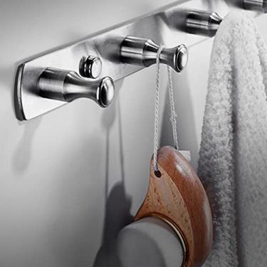 Imagem de Cabideiro montado na parede, porta de aço inoxidável 304 atrás da varanda gancho criativo para entrada, banheiro, quarto, cozinha ganchos de parede (cor: 7 ganchos 53 cm)