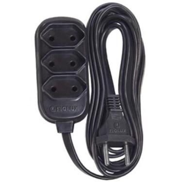 Imagem de Extensao eletrica tripla 3p pp plano 10a 5m preta - Fcondutores