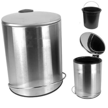 Imagem de Lixeira EM AÇO INOX COM Pedal 5 LTS Cesto Removível Higiênico BANHEIRO COZINHA ESCRITORIO QUALIDADE PREMIUM (5 LTS)