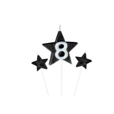 Imagem de Vela De Aniversário New Star Preto - Número 8