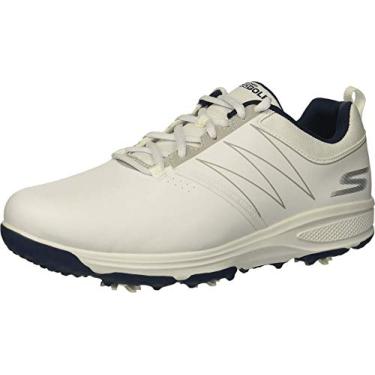 Imagem de Skechers Go Golf Sapato de golfe masculino Torque impermeável, Branco/Azul marinho, 7.5
