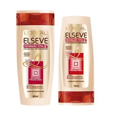 Imagem de Shampoo 400ml e Condicionador 200ml L'Oréal Paris Elseve Reparação Total 5+