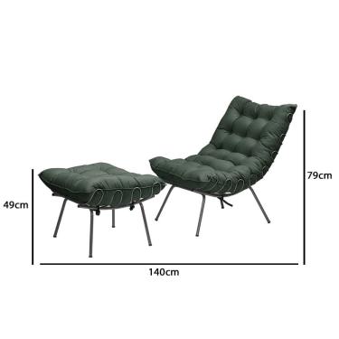 Imagem de Poltrona Com Puff Costela Aramada Adão Preta-Veludo Verde