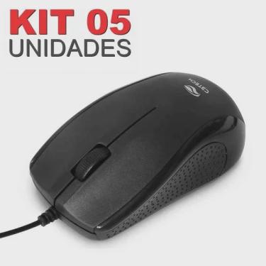 Imagem de Kit com 5 Mouse USB MS-26BK Preto Cabo Extenso 2M C3 tech