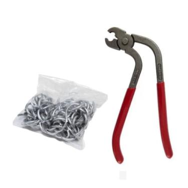 Imagem de Kit Alicate Corneta para Tapeçaria e Concertina e 1kg de grampo C Ideal para Tapeceiro Estofador e Instalador de Cerca