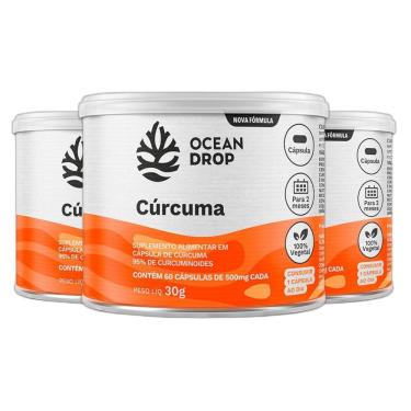Imagem de Combo 3X Curcuma 500Mg Oleo De Linhaça 60Caps Ocean Drop