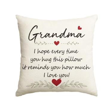 Imagem de AVOIN colorlife to My Grandma Hug Capa de almofada, 45,7 x 45,7 cm, presente feminino, Dia das Mães, aniversário, capa de almofada Grandma I Love You So Much from Granddaughter Grandson