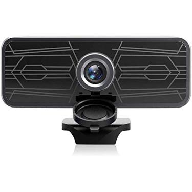 Imagem de Webcam Full HD 1080p com microfone e câmera web [Plug and Play 30Fps] Jogo de conferência de transmissão de vídeo com visão grande angular de 120° com capa de privacidade