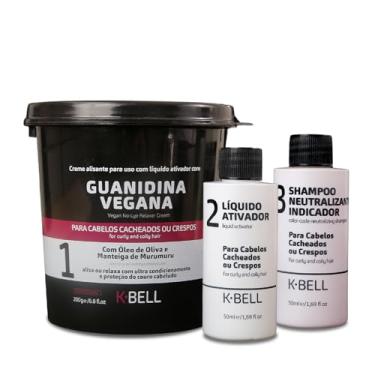 Imagem de Kit Alisante K-Bell Guanidina Vegano - Alinhamento Capilar Seguro Sem Soda - Nutrição e Resistência com Ação Prolongada - 2x200g