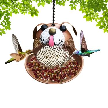 Imagem de Alimentadores de beija-flor para pendurar ao ar livre, alimentadores de pássaros à prova de esquilos, decoração exclusiva, comedouros de pássaros fofos em forma de cachorro para decoração de jardim ao