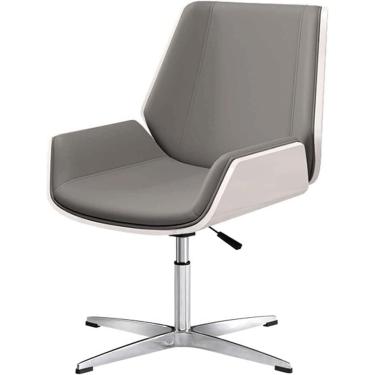 Imagem de Cadeira Executiva Sem Rodas Cadeira De Escritório Giratória De Altura Ajustável Inclinação Para Trás Cadeira De Computador Cadeira De Mesa De Couro Pu, Grey