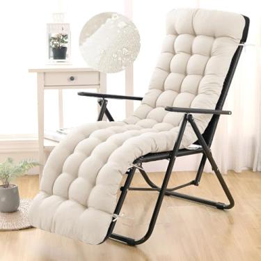 Imagem de Moutosne Almofada para espreguiçadeira de pátio, à prova d'água, com gravidade zero, almofadas com laços, 166 x 53 x 10 cm, almofada para espreguiçadeira para móveis externos e internos, creme