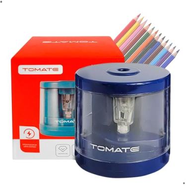 Imagem de Apontador De Lápis Automático Elétrico a Pilhas Com Depósito Apontador Escolar Infantil Azul