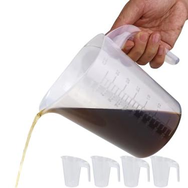 Imagem de EIKS Copos medidores de plástico com bico e escala de medição para cozinhar, cozinhar, misturar e medir (1000 ml x 4)