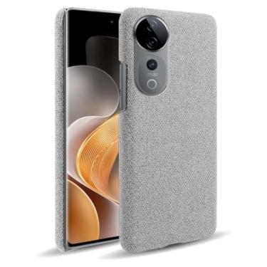 Imagem de Capa para vivo S19 PRO 5G,Capa desenhada em lona,Case Protetora Ultrafina com Empunhadura Macia,Design em Tecido Antichoque e Antiarranhões-Light gray