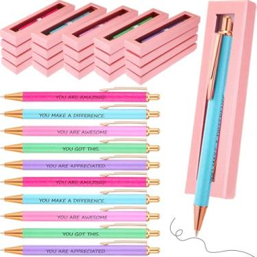 Imagem de Sayglossy 20 conjuntos de canetas inspiradoras presentes de formatura universitários em massa para mulheres turma de 2025, caneta esferográfica motivacional com caixa de presente, empregada