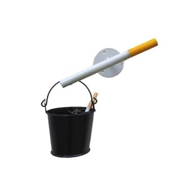 Imagem de Lixeira Cinzeiro de coluna de cinzas montado na parede ao ar livre para locais públicos Extintor de chaminé com balde de armazenamento Lixeira