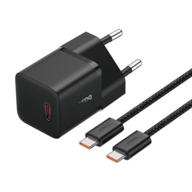 Imagem de Carregador Turbo 20w Baseus Gan5 com Cabo Usb-c de 1 metro, compativel com iPhone 15 (Preto)