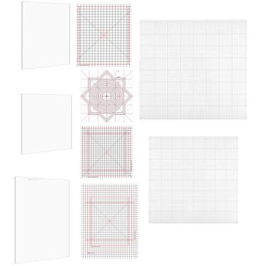 Imagem de 5 conjuntos de tapetes adesivos de baixa aderência com grade para estampar tinta estêncil mistura de tinta transparente fotopolímero artesanato tapete baixo pegajoso tapete de carimbo projetos faça