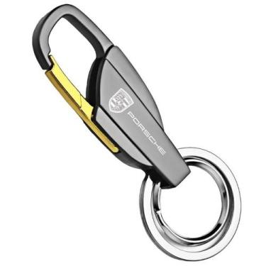 Imagem de Chaveiro Porsche 911 Cayenne Macan Luxo Aço Grafite/Dourado - Keychain