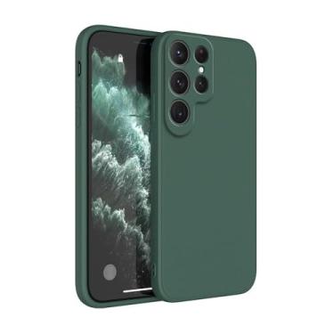 Imagem de Capa de telefone básica para Samsung Galaxy S22 S23 FE S24 Plus S 24 Ultra 5G Silicone líquido Capa clássica à prova de choque, verde escuro, para S24