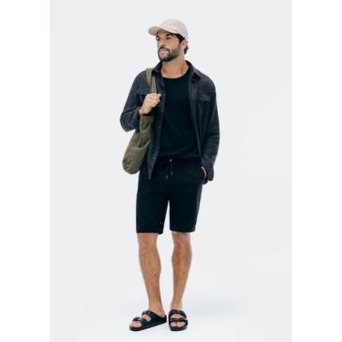 Imagem de Bermuda Básica Masculina Em Sarja Com Elastano - Hering, 044, Preto