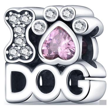 Imagem de Berloque I Love Dog Cão Pet Cachorro Prata 925