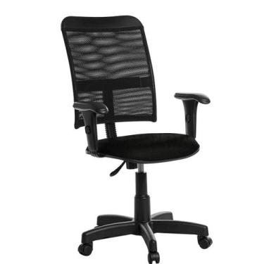 Imagem de Cadeira De Escritório Giratória Tela Com Braço Preto Rcp - Goldflex