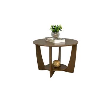 Imagem de Mesa de Centro Redonda Noruega para Sala de Estar, Decorativa, Sofisticada e Funcional, Ideal para Canto de Sofá, Ambientes Modernos e Aconchegantes (Imbuia)