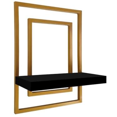 Imagem de Prateleira Quadro Nicho de Parede Decorativo Torun - dourado/preto