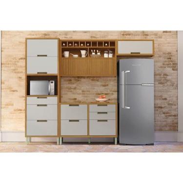 Imagem de Cozinha Modulada Nesher Imperatriz 4 Peças (2Aéreos+1Balcão+1Paneleiro) C4P157 Freijo/O...