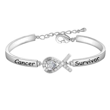 Imagem de Pulseira de conscientização do câncer de pulmão com fita branca guerreira do câncer presente de conscientização do pulmão para ela, One Size, Cobre, Sem Pedra Preciosa