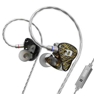 Imagem de CCA ND 001 4BA+1DD in Ear Monitor, Fones de ouvido HiFi IEM, fones de ouvido graves profundos com fio com cabo removível sem emaranhamento (com microfone)