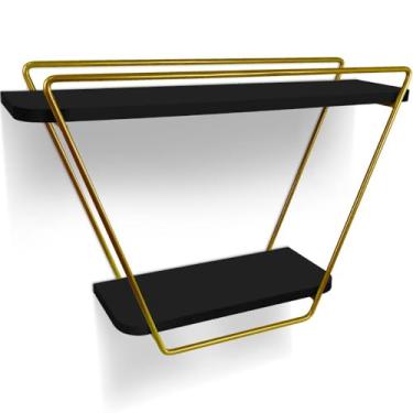 Imagem de Prateleira Nicho Industrial Arrow De Parede - dourado/preto