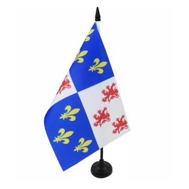Imagem de Bandeira de mesa com imagem da bandeira da AZ Flag de 12,7 x 20,3 cm - Bandeira da região francesa da mesa de arte 21 x 14 cm - Bastão de plástico preto e base