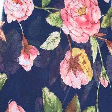 Imagem de STYLISH FABRIC 147 cm de largura impresso Hi Multi Chiffon tecido lavado por jarda - material macio - vestuário, cortinas, faixa de cabeça, acessórios, decoração de casa, escola e projeto DIY, azul