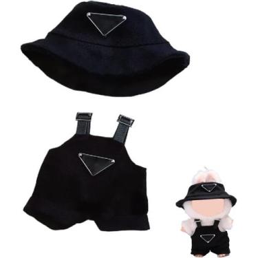 Imagem de Conjunto de roupas para boneca Labubu de 17 cm com chapéu e macacão pr