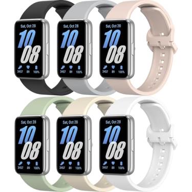 Imagem de Pacote com 6 pulseiras femininas para Samsung Galaxy Fit 3 e masculinas, pulseira esportiva de silicone macio compatível com acessórios para smartwatch Galaxy Fit 3 SM-R390