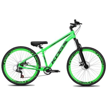 Imagem de Bicicleta Aro 26 KOG 1x7 Freeride – Bike para Grau, Freeride Urbano, Suspensão 80mm, Freios a Disco, 7 Velocidades, Verde Chiclete, Adesivo Preto,Vmaxx Verde