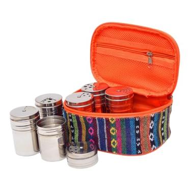 Imagem de Vaveren Frascos de armazenamento de condimentos para coqueteleira de especiarias com bolsa, recipiente de armazenamento para viagem, conjunto de molhos e