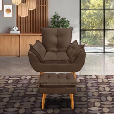 Imagem de kit 1 poltrona Emily +puff descanso para os pés (marrom)