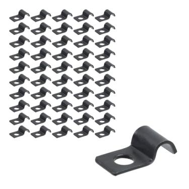 Imagem de Crapyt 50 braçadeiras de arame galvanizadas de um furo, braçadeira de suporte em U com parafusos, conduíte de clipe rígido resistente resistente sem afiação, clipes de fio de cabo para montagem na