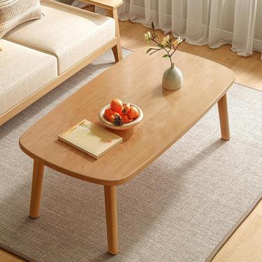 Imagem de Mesa de café dobrável de madeira, mesa central de 1 camada, mesa de chá de espaço pequeno, sem montagem com baixa mesa de café, para sala de estar, casa, escritório, itens essenciais domésti