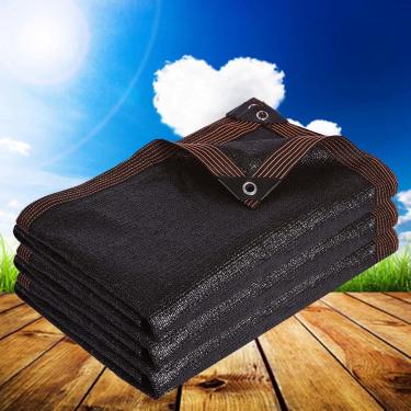 Imagem de Pano de sombra para plantas, estufa de rede de sombra, net de protetor solar preto, vela de sombra respirável, alcatrão de malha de sombra com ilhós, 85% resistente a UV, varanda de privacid