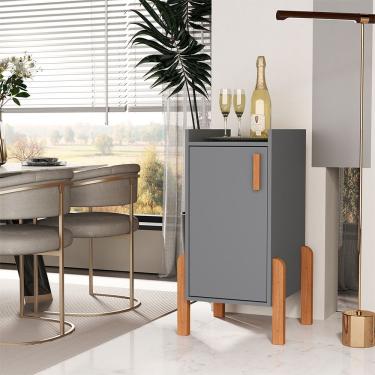 Imagem de Buffet Aparador Sala Retrô 1 Porta Cantinho Do Café Poisedon Cinza